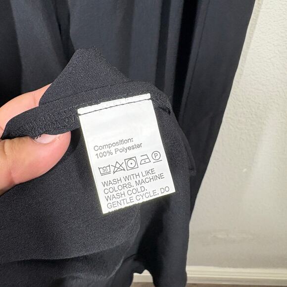 Charlotte Green Size 4 Boho Embroidered Midi Slip Dress Black Smocked Black - Picture 10 of 10